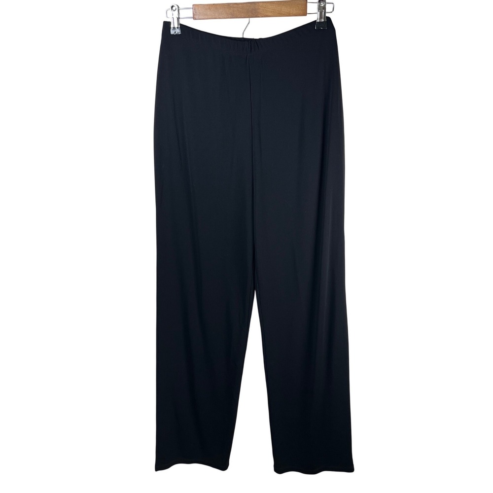 Anne Klein Stretch Black Wide Leg Pull On High Rise Pants Size L Style 18G19J781
